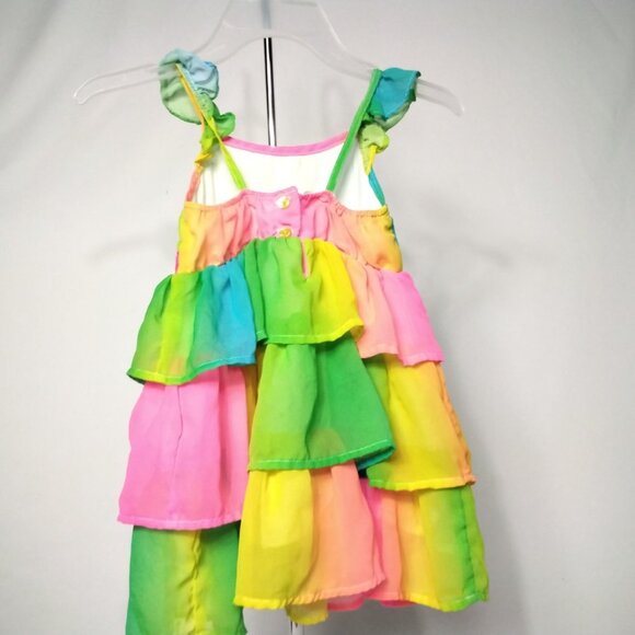 Piper Baby Rainbow Multicolor Sundress Shear Layers Sequin Waistband Size 3T GUC - Picture 3 of 4